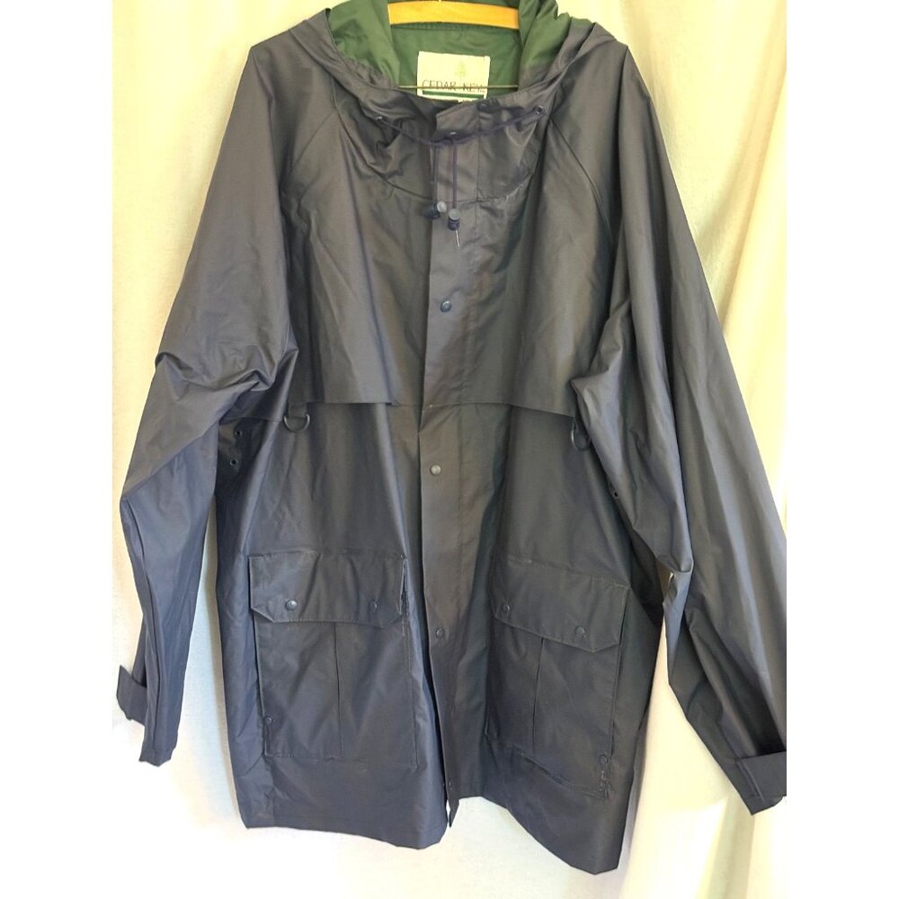 Cedar Key 100% PVC Windbreaker/Sailing Jacket, Navy Zipper Pockets XXL
